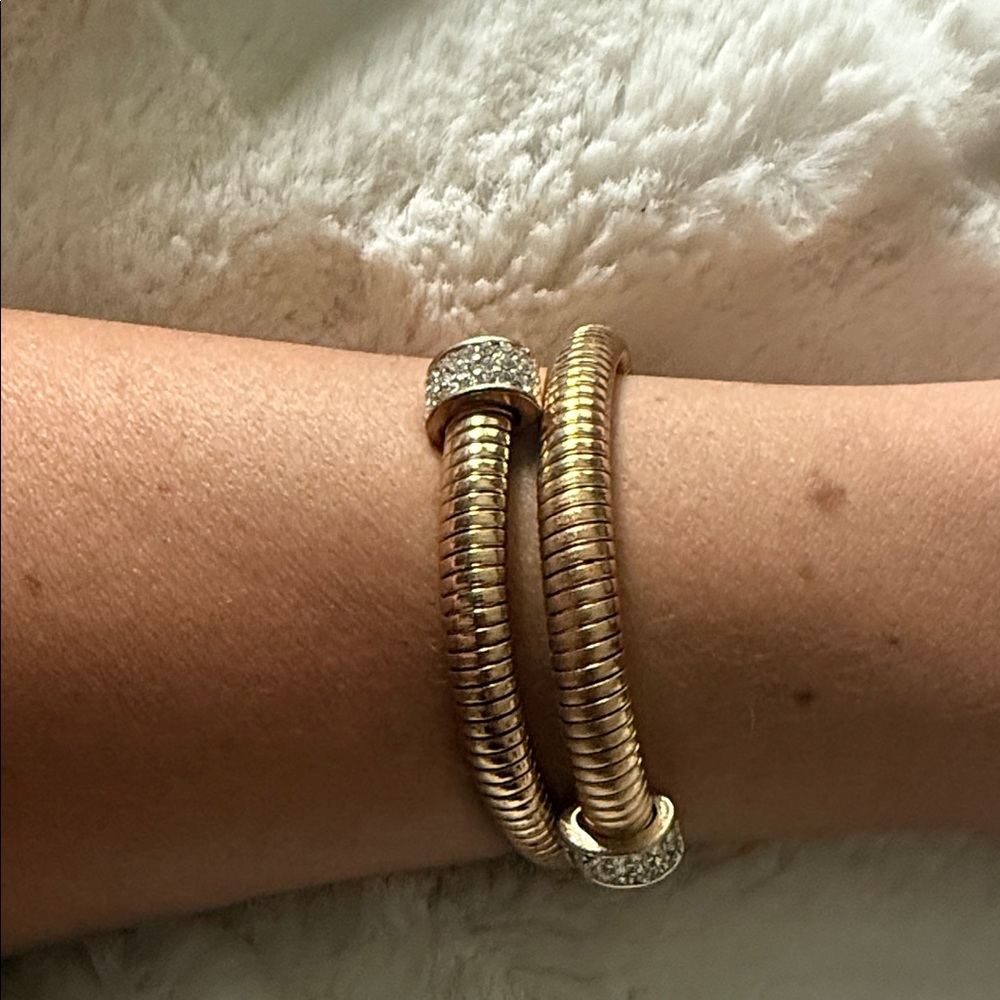 Elegant Gold-Tone Bracelet with Silver Accents